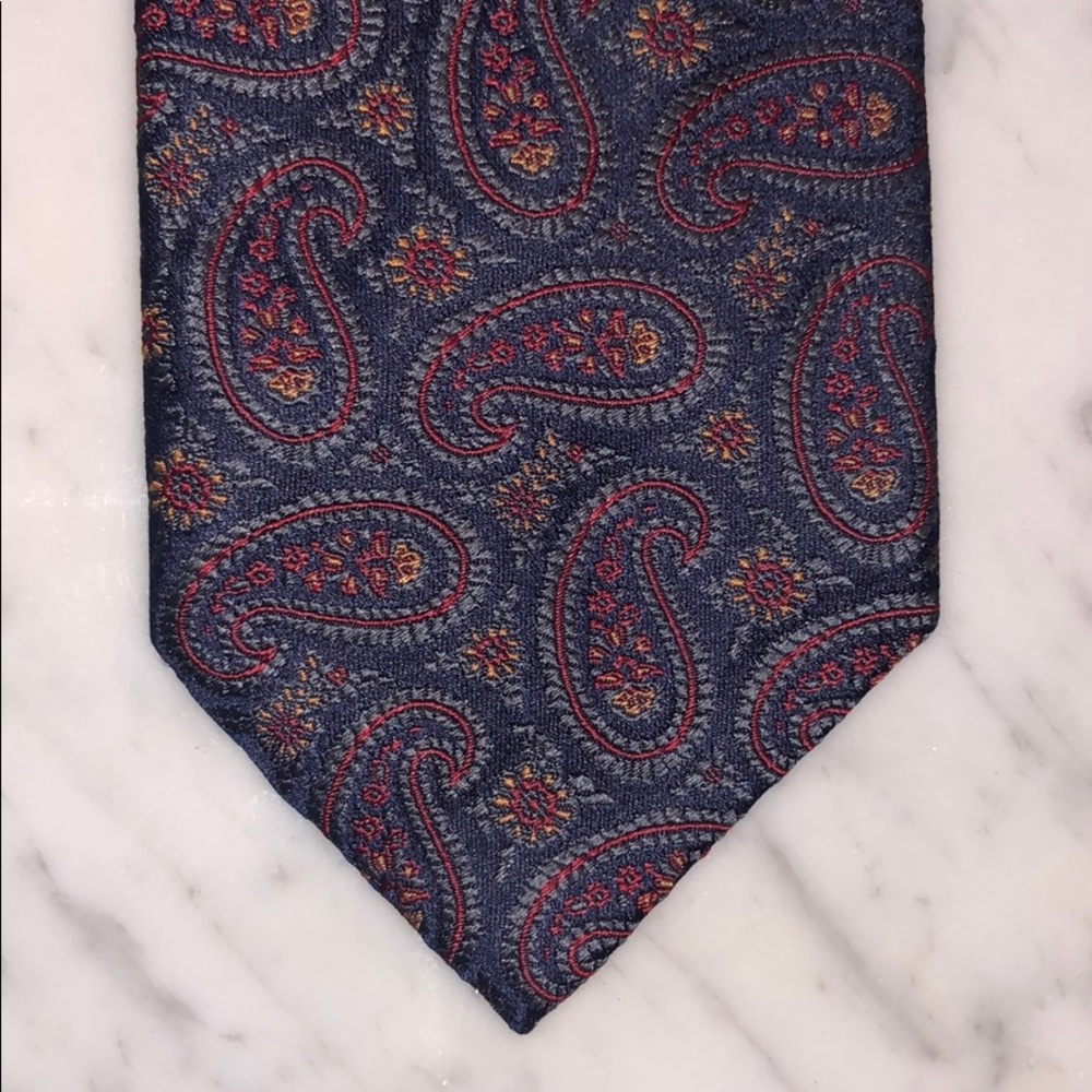 Versace Silk Paisley Tie (Navy/Red)